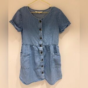 H&M Light Blue Denim Button-Down Kids Dress